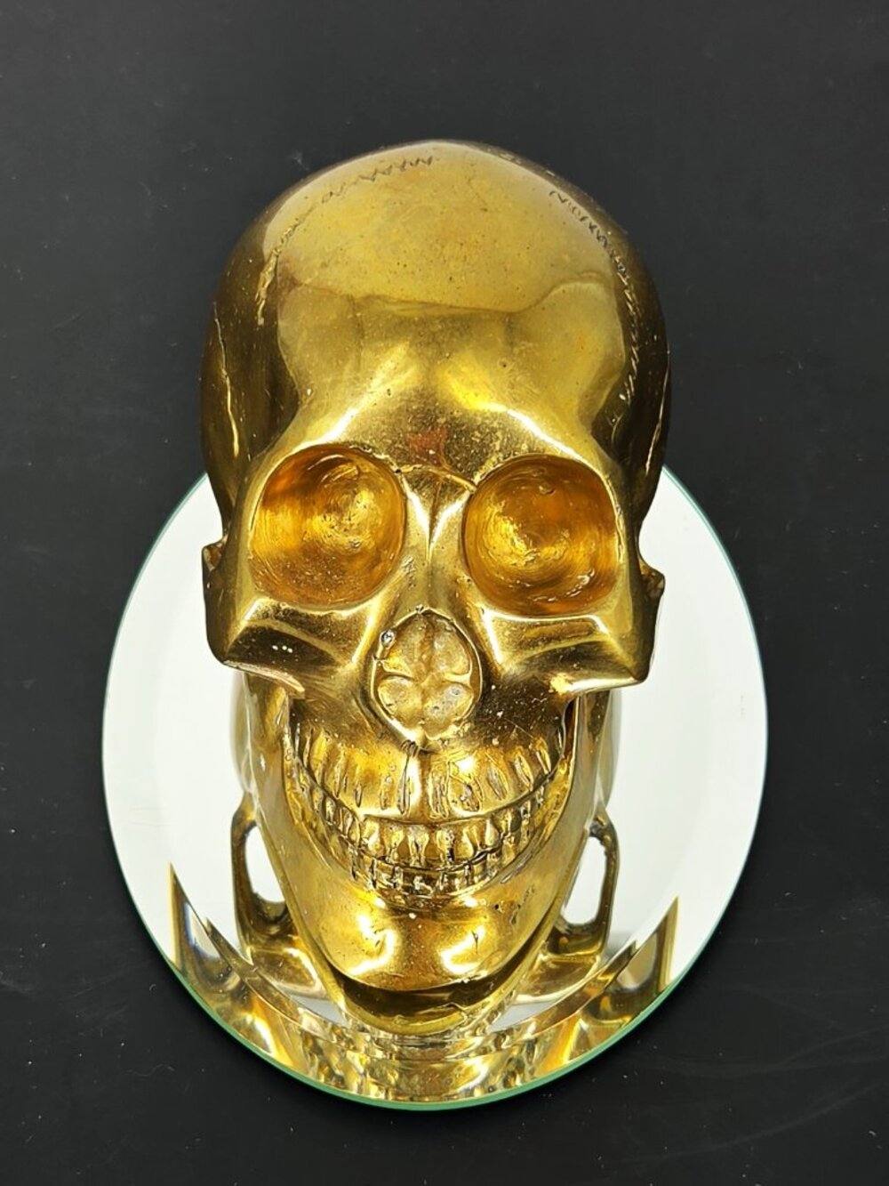VTG Handmade Brass Human Skull Sculpture 3D Paper Weight Very Detailed Gothic